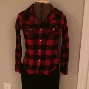 Red and black flannel shirt by mossimo size xs